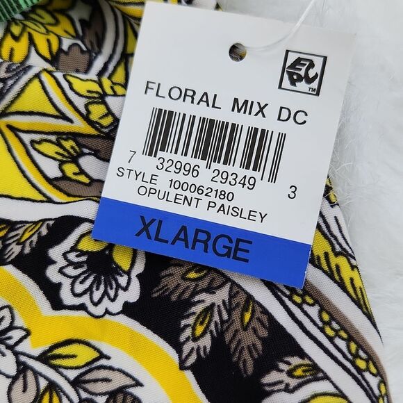 INC -261 International Concepts Cold Shoulder Paisley Floral Top Size XL Yellow‎ - Picture 6 of 10